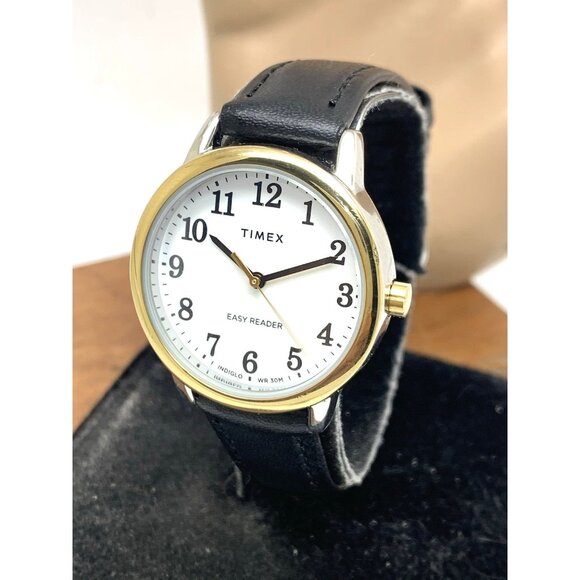 Timex Women's Watch TW2V94800 Quartz Indiglo White Dial Black Leather Strap 30mm - Picture 1 of 14